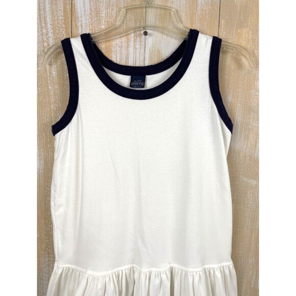 Lands' End Sleeveless Pleated Flare Tank Dress Women's Size S White & Navy - Picture 10 of 10